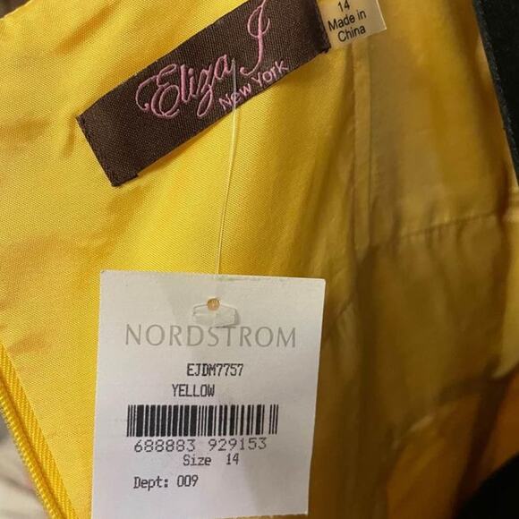 ─୨ৎ─ NWT Eliza J Nordstrom Women Sz 14 Yellow White Floral Dress (1A03- A9II) - Picture 4 of 4